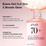 ANUA Suero de niacinamida Peach 70 30 ml/suero facial iluminador e hidratante/belleza limpia diaria (1,01 fl. oz.)